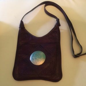 Vintage leather purple over the shoulder bag